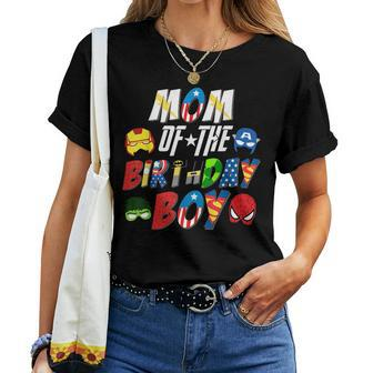 Mom Of The Superhero Birthday Boy Super Hero Family Party Women T-shirt Crewneck Short Sleeve Graphic - Thegiftio UK