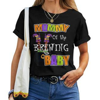 Mommy Of Brewing Baby Halloween Theme Baby Shower Spooky Women T-shirt - Seseable