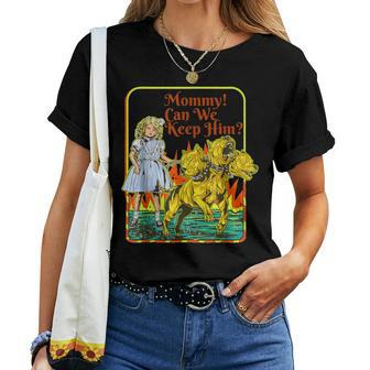 Mommy Can We Keep Him Three Headed Dog Women T-shirt | Mazezy CA