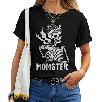 Momster Skeleton Woman Coffee Halloween Mom Mama Women T-shirt - Monsterry CA