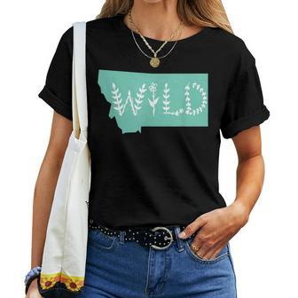 Montana Wild Floral Mint Green Pride State Dk Women T-shirt | Mazezy