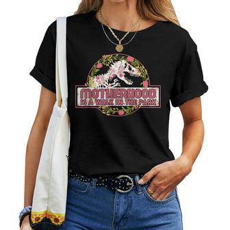 Motherhood Is A Walk In The Park Flower Mothers Day Women T-shirt Short Sleeve Graphic - Monsterry