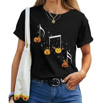 Music Note Pumpkin Fall Music Teacher Halloween Costume Women T-shirt - Monsterry CA