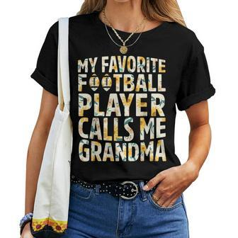 My Favorite Football Player Calls Me Grandma Sunflower Women T-shirt Casual Daily Crewneck Short Sleeve Graphic Basic Unisex Tee