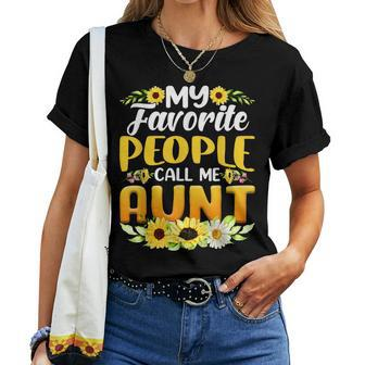 My Favorite People Call Me Aunt Sunflower Mothers Day Women Crewneck Short T-shirt