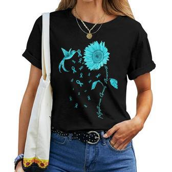 Myasthenia Gravis Awareness Sunflower Teal Ribbon Women T-shirt - Seseable
