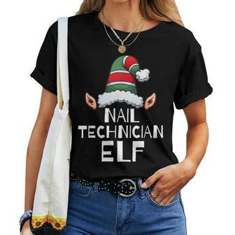 Nail Technician Elf Christmas Holidays Xmas Elves Women T-shirt | Mazezy