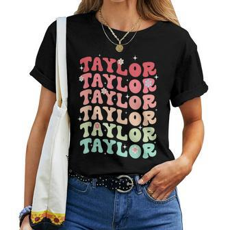 Name Taylor Girl Boy Retro Groovy 80'S 70'S Colourful Women T-shirt | Mazezy AU