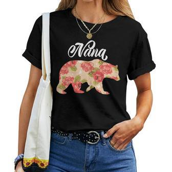 Nana Bear Floral Grandma Women T-shirt | Mazezy