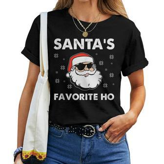 Naughty Christmas Xmas Adult Humor Santas Favorite Ho Humor Women T-shirt Crewneck | Mazezy