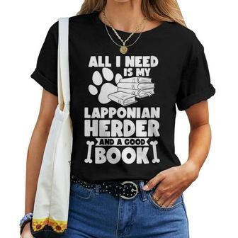 All I Need Is My Lapponian Herder And A Good Book Women T-shirt | Mazezy