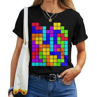 Nerdy Tetrominoes Block Puzzle Video Game Math Teacher Geek Women T-shirt - Monsterry AU
