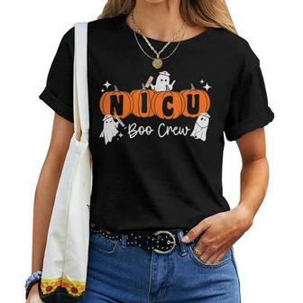 Nicu Boo Crew Ghost Pumpkin Costume Nicu Nurse Halloween Women T-shirt - Monsterry