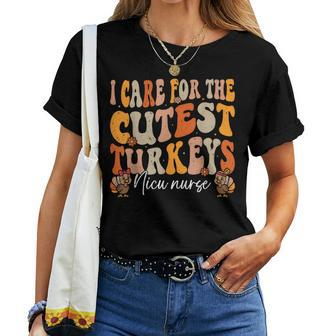 Nicu Nurse Thanksgiving Cutest Turkeys Retro Fall Nurse Women T-shirt - Monsterry CA