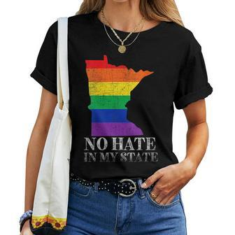 No Hate In My State Minnesota Strong Lgbtq Gay Pride Rainbow Women T-shirt | Mazezy