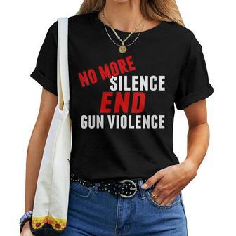 No More Silence End Gun Violence Political Reform Gift For Womens Gift For Women Women Crewneck Short T-shirt - Thegiftio UK