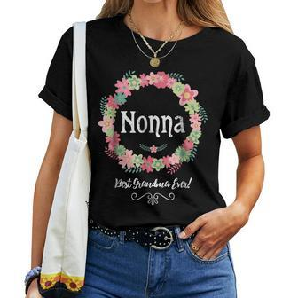 Nonna Best Grandma Ever Italy Grandmother Floral Women T-shirt | Mazezy