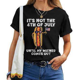 Not 4Th July Wiener Hotdog American Flag Patriotic Men Women Women Crewneck Short T-shirt - Monsterry
