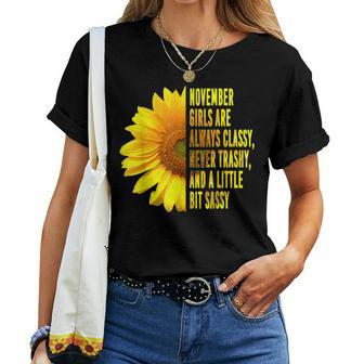 November Girl Womens Birthday Cute Quote Sunflower Women T-shirt | Mazezy