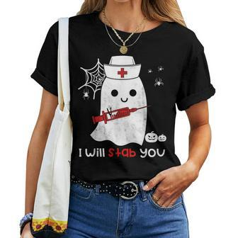 Nurse Ghost I Will Stab You T Halloween Women T-shirt - Monsterry CA