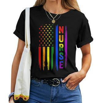 Nurse Lgbt Gay Pride Rainbow Flag Registered Nursing Rn Women T-shirt | Mazezy