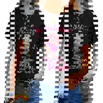 In October We Wear Pink Black Afro Breast Cancer Women T-shirt | Mazezy