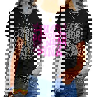 In October We Wear Pink Retro Groovy Breast Cancer Awareness Women T-shirt - Monsterry