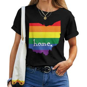 Ohio Gay Pride Lgbt Rainbow Home State Women T-shirt | Mazezy