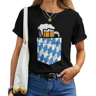 Oktoberfest Bavaria Flag Pocket Fun German Costume Women T-shirt - Monsterry AU