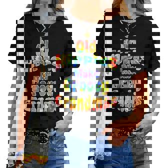 Old Hippies Make Groovy Grandmas Cool Grandparent Tie Dye Gift For Women Women Crewneck Short T-shirt - Thegiftio