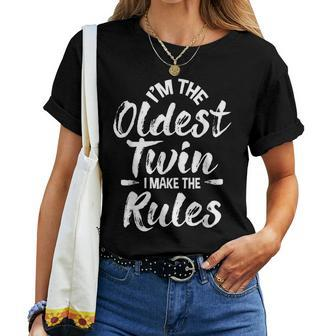 Im The Oldest Twin Identical Twins Sister Brother Women T-shirt Casual Daily Basic Unisex Tee | Mazezy