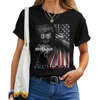 One Nation Under God Trump 2024 God American Flag Women T-shirt - Monsterry AU