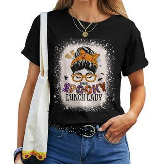 One Spooky Lunch Lady Bleached Halloween Women T-shirt - Monsterry