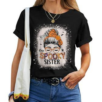 One Spooky Sister Bleached Halloween Sister Women T-shirt - Monsterry CA