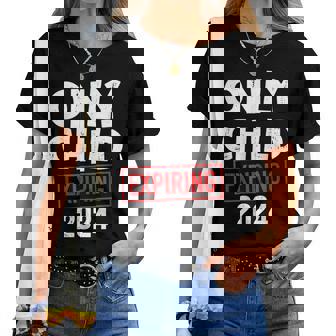 Only Child Expiring 2024 For New Big Brother Or Sister Women T-shirt Crewneck Short Sleeve Graphic - Monsterry