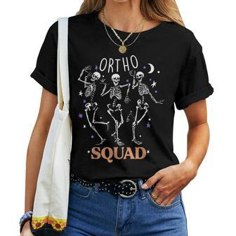 Ortho Squad Skeletons Halloween Orthopedic Nurse Rn Women T-shirt | Mazezy