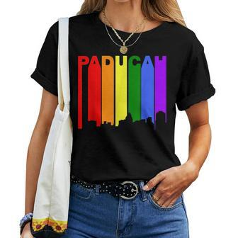 Paducah Kentucky Lgbtq Gay Pride Rainbow Skyline Women T-shirt Crewneck | Mazezy