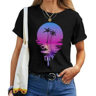Palm Trees Beach Sunset Beach Lovers Women Men Women T-shirt | Mazezy