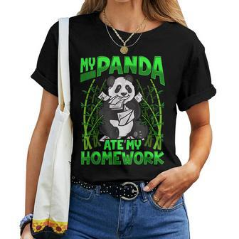 Panda Lovers s My Panda Ate My Homework Women T-shirt | Mazezy