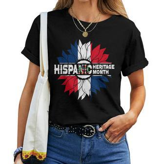 Hispanic Heritage Month Dominican Republic Flag Sunflower Women T-shirt - Seseable