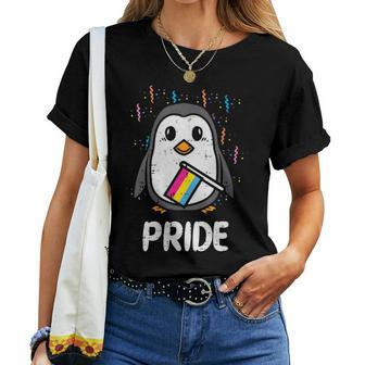 Pansexual Flag Penguin Lgbt Pan Pride Stuff Animal Women T-shirt | Mazezy