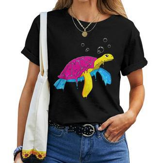 Pansexual Pride Pan Flag Sea Turtle Subtle Lgbtq Women T-shirt | Mazezy