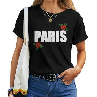 Paris France Rose Floral Women T-shirt | Mazezy