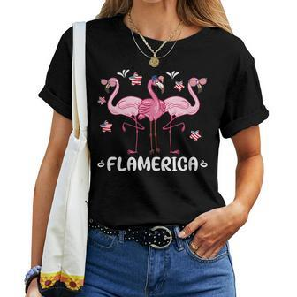 Patriotic Flamingo Lover 4Th Of July America Top Women Patriotic Women T-shirt Crewneck | Mazezy