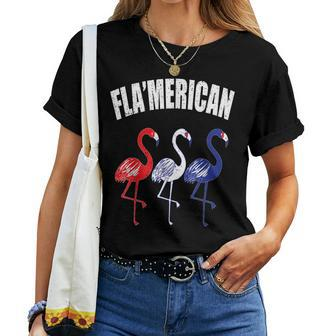 Patriotic Flamingo Red White Blue July 4Th Independence Day Women T-shirt | Mazezy