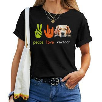 Peace Love Cavador Dog My Dogs Are My Cardio Women T-shirt | Mazezy