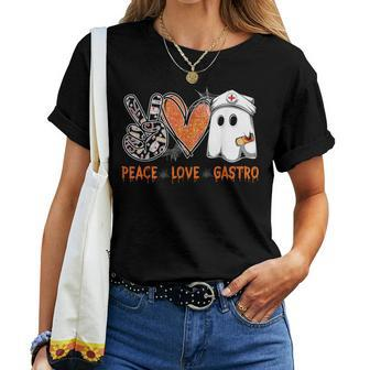 Peace Love Gastro Ghost Nurse Orthodontist Halloween Costume Women T-shirt - Monsterry UK