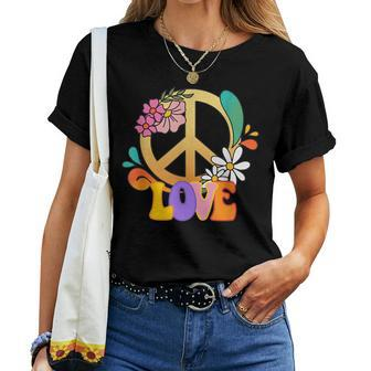 Peace Love Retro Groovy 60S 70S Hippie Costume Women T-shirt - Seseable