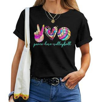 Peace Love Volleyball Player Tie Dye Style Women N Girls Women T-shirt | Mazezy