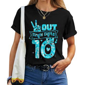 Peace-Out Single Digits I'm 10 Digits Tie Dye Birthday Girls Women T-shirt - Thegiftio UK